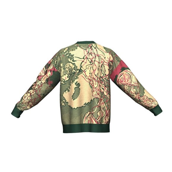 Jellyfish Unisex Jacquard Crewneck Knitted Sweater Relaxed Fit - Picture 4 of 8